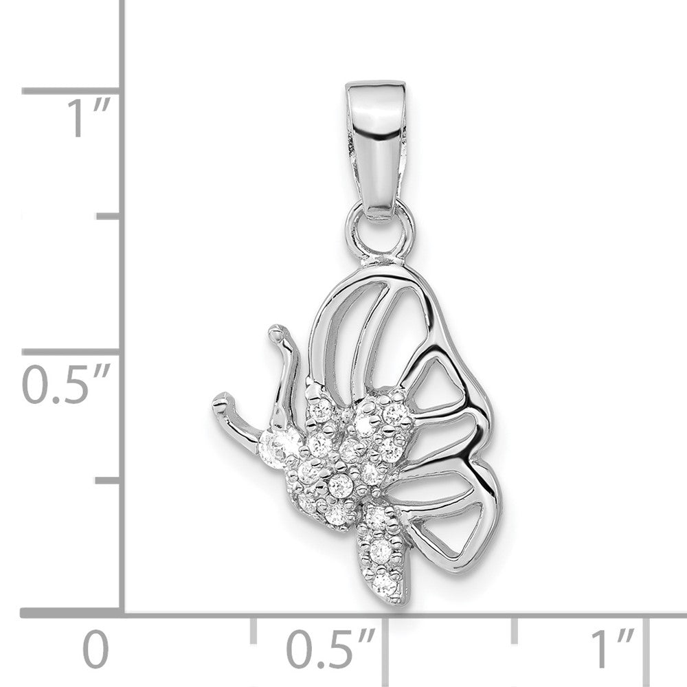 Sterlingsilber Rhodiniert Zirkonia Schmetterling Anhänger