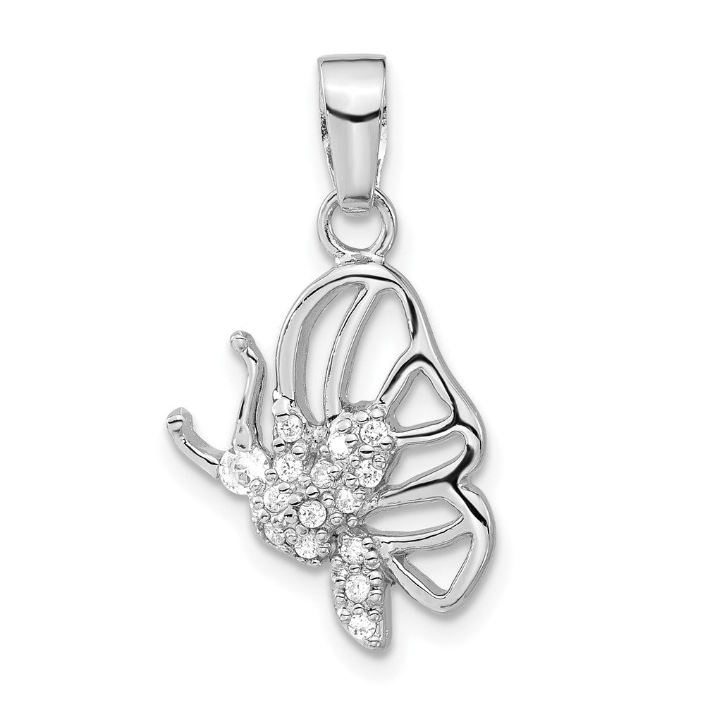 Sterlingsilber Rhodiniert Zirkonia Schmetterling Anhänger