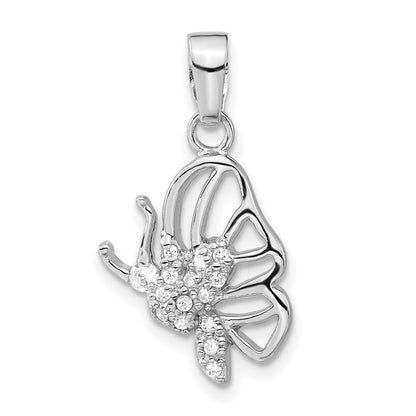 Sterlingsilber Rhodiniert Zirkonia Schmetterling Anhänger