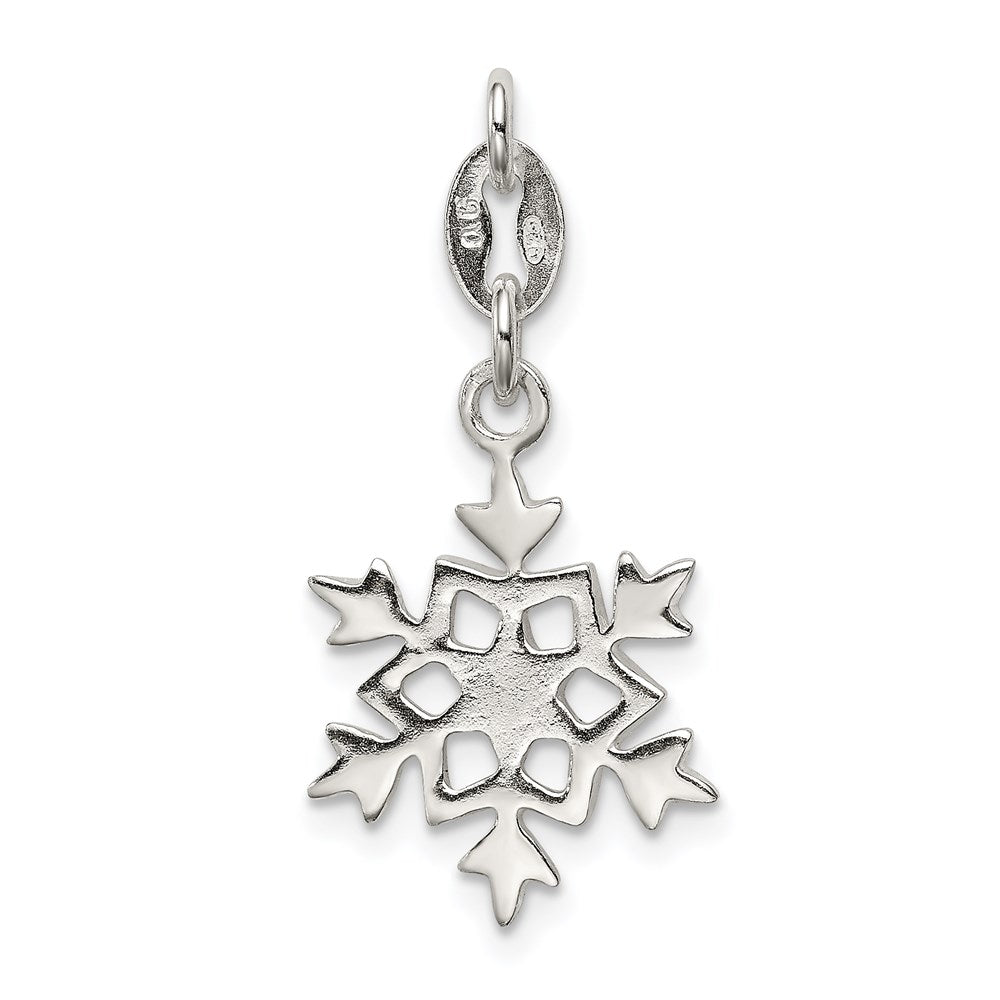 Sterlingsilber Poliert Schneeflocke Charm