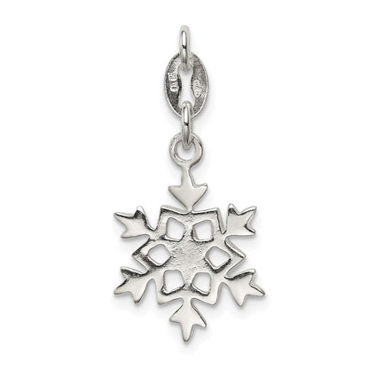 Sterlingsilber Poliert Schneeflocke Charm