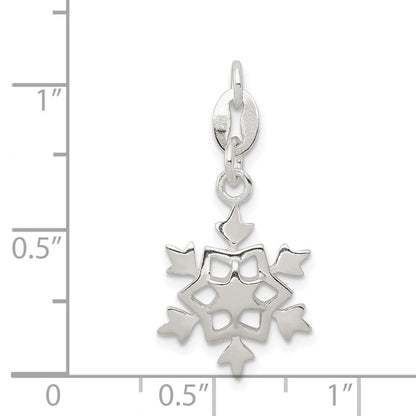 Sterlingsilber Poliert Schneeflocke Charm