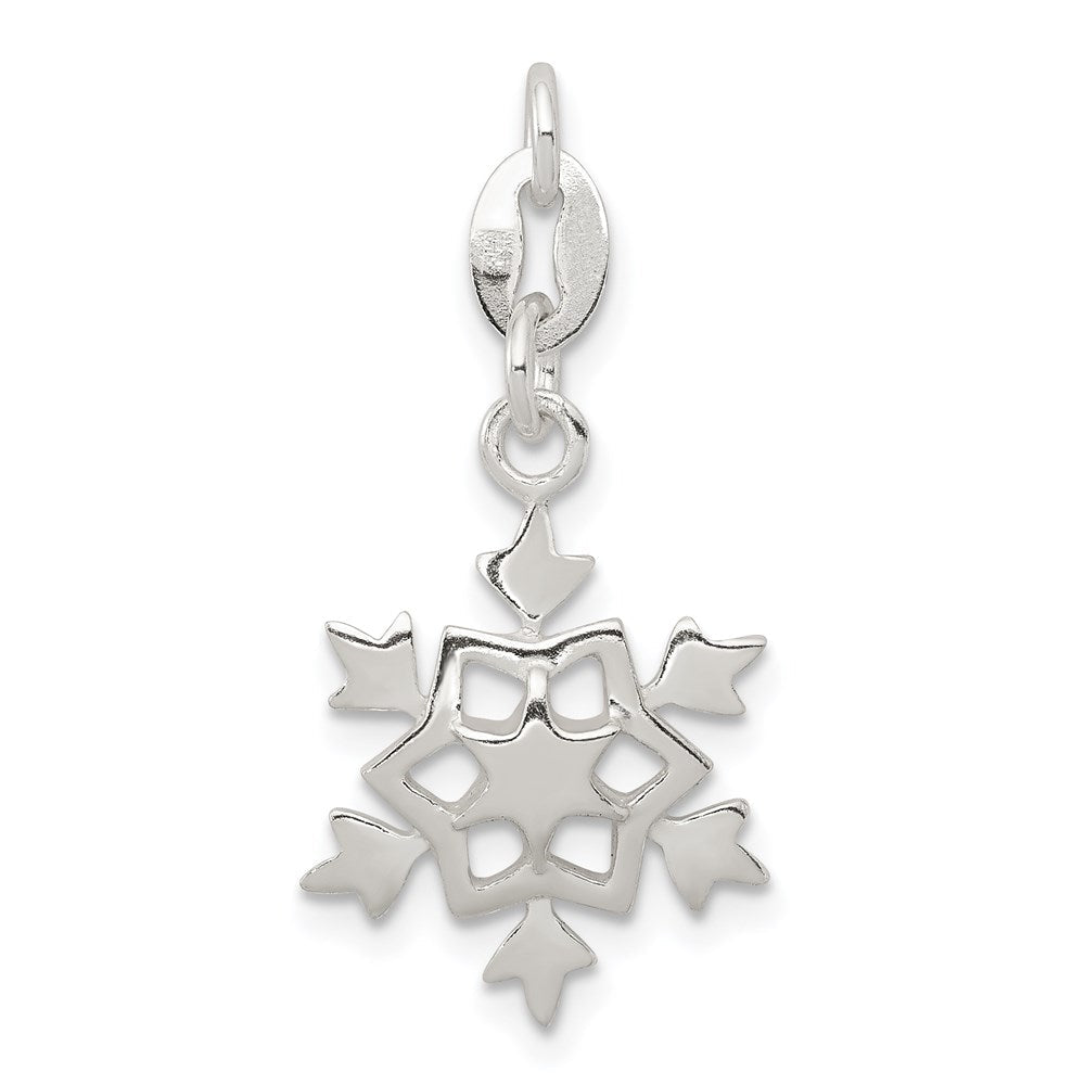 Sterlingsilber Poliert Schneeflocke Charm