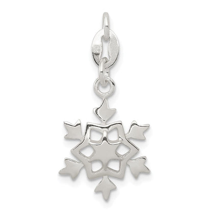 Sterlingsilber Poliert Schneeflocke Charm