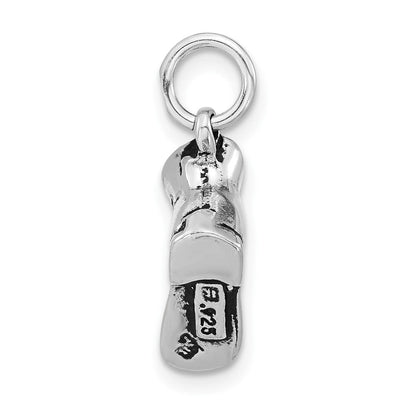 Sterlingsilber 3-d Poliert & Antikisiert Schuh Charm