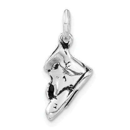 Sterlingsilber 3-d Poliert & Antikisiert Schuh Charm