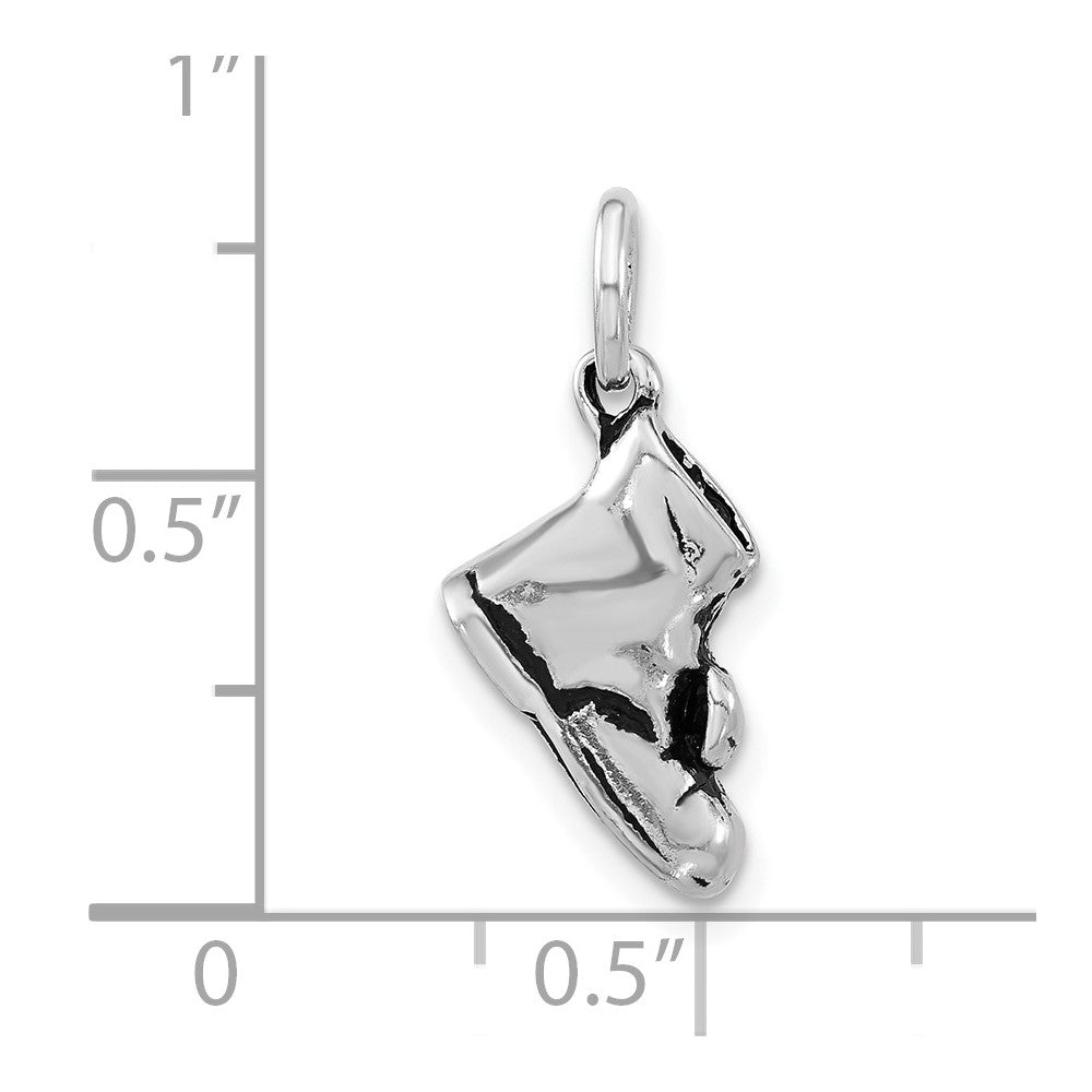 Sterlingsilber 3-d Poliert & Antikisiert Schuh Charm