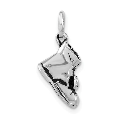 Sterlingsilber 3-d Poliert & Antikisiert Schuh Charm