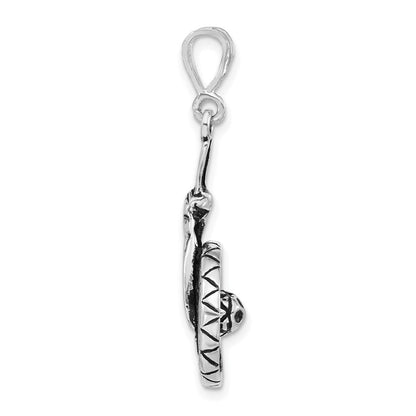 Sterlingsilber Poliert & Antikisiert Sombrero Charm