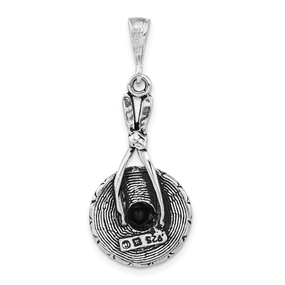 Sterlingsilber Poliert & Antikisiert Sombrero Charm