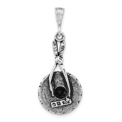 Sterlingsilber Poliert & Antikisiert Sombrero Charm