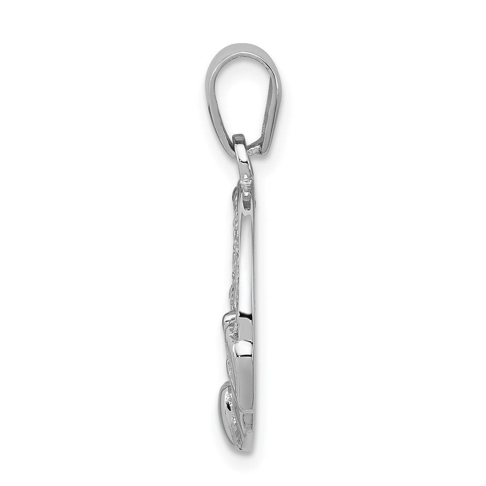 Sterlingsilber Rhodiniert Zirkonia Claddagh Anhänger