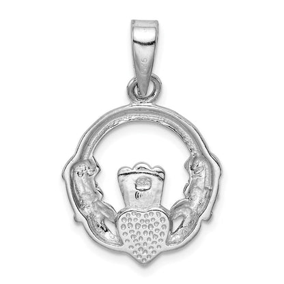 Sterlingsilber Rhodiniert Im Labor Erzeugt Blau Opal Einlage Claddagh Anhänger
