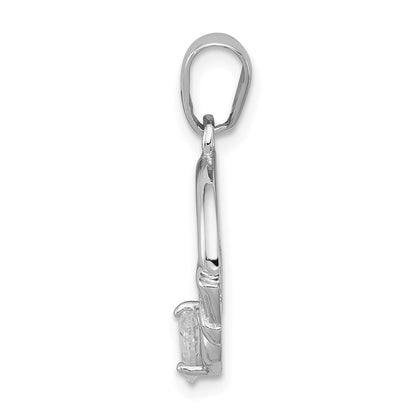 Sterlingsilber Rhodiniert Zirkonia Claddagh Anhänger