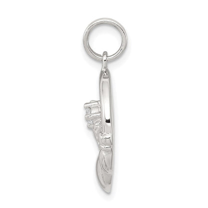 Sterlingsilber Rhodiniert Zirkonia Irish Claddagh Anhänger