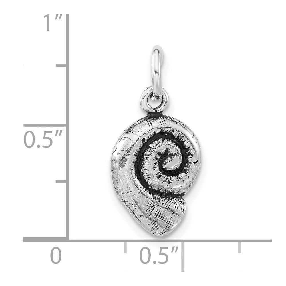 Sterlingsilber 3-d Poliert & Antikisiert Seashell Charm