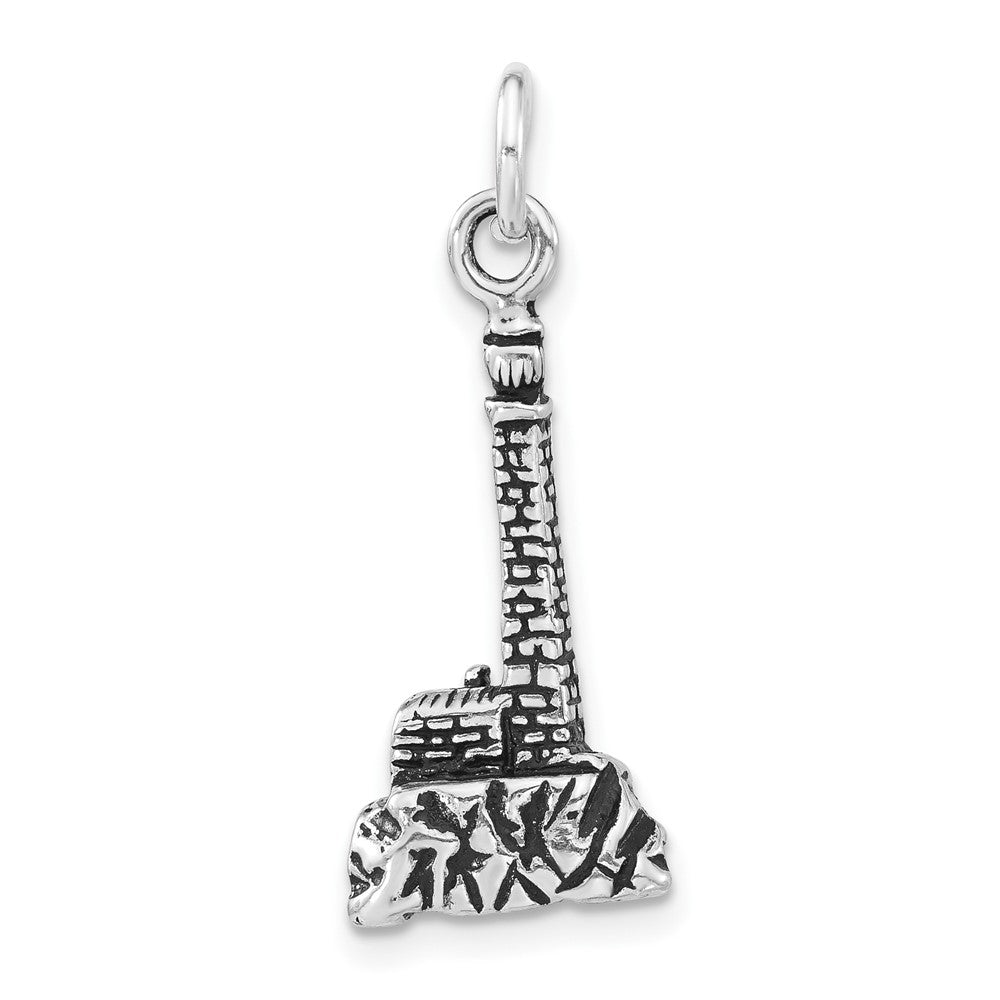Sterlingsilber 3-d Poliert & Antikisiert Leuchtturm Charm