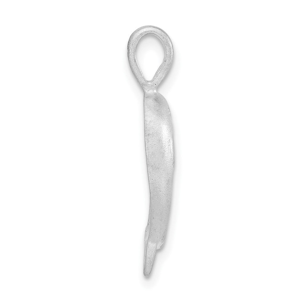 Sterlingsilber Satiniert & Diamantiert Delfin Anhänger