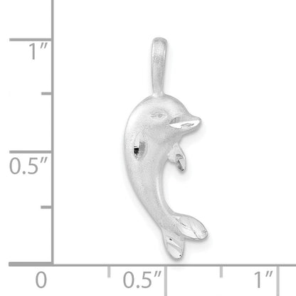 Sterlingsilber Satiniert & Diamantiert Delfin Anhänger