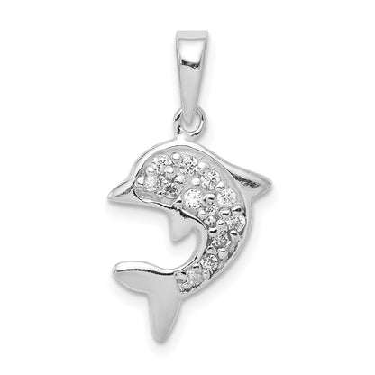 Sterlingsilber mit Zirkonia Delfin Anhänger