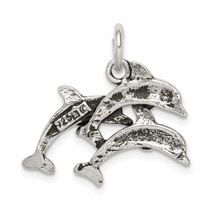 Sterlingsilber Antikisiert Delfin Charm