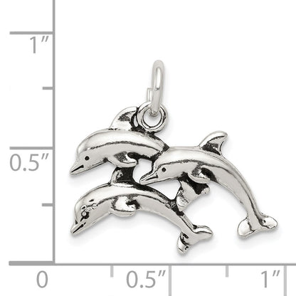 Sterlingsilber Antikisiert Delfin Charm