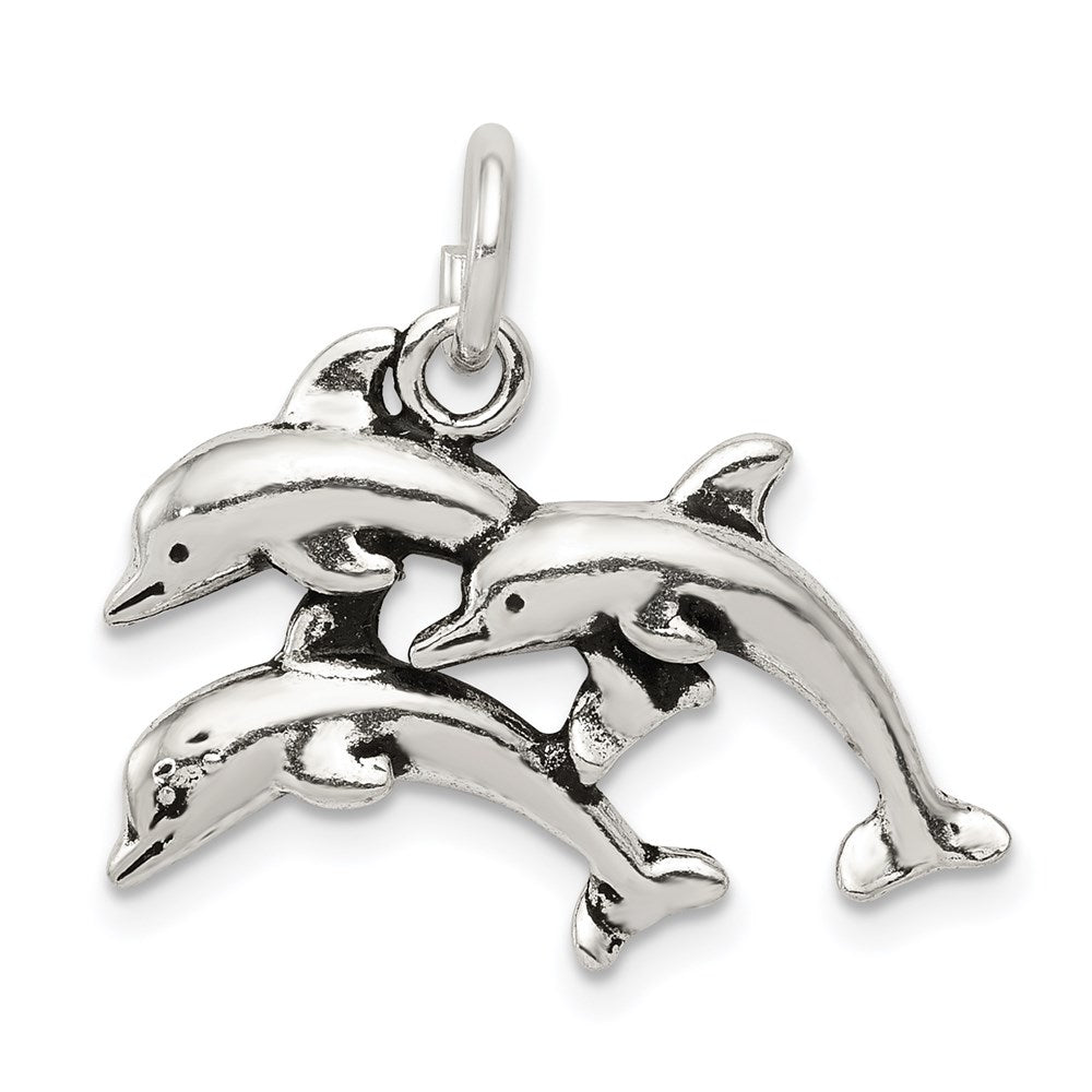 Sterlingsilber Antikisiert Delfin Charm