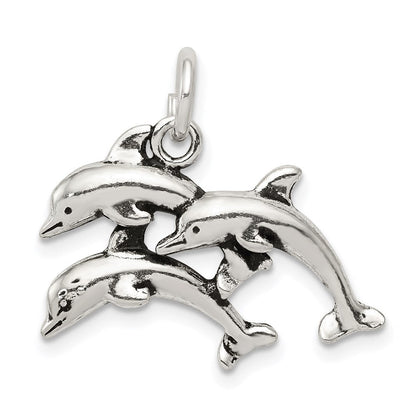 Sterlingsilber Antikisiert Delfin Charm
