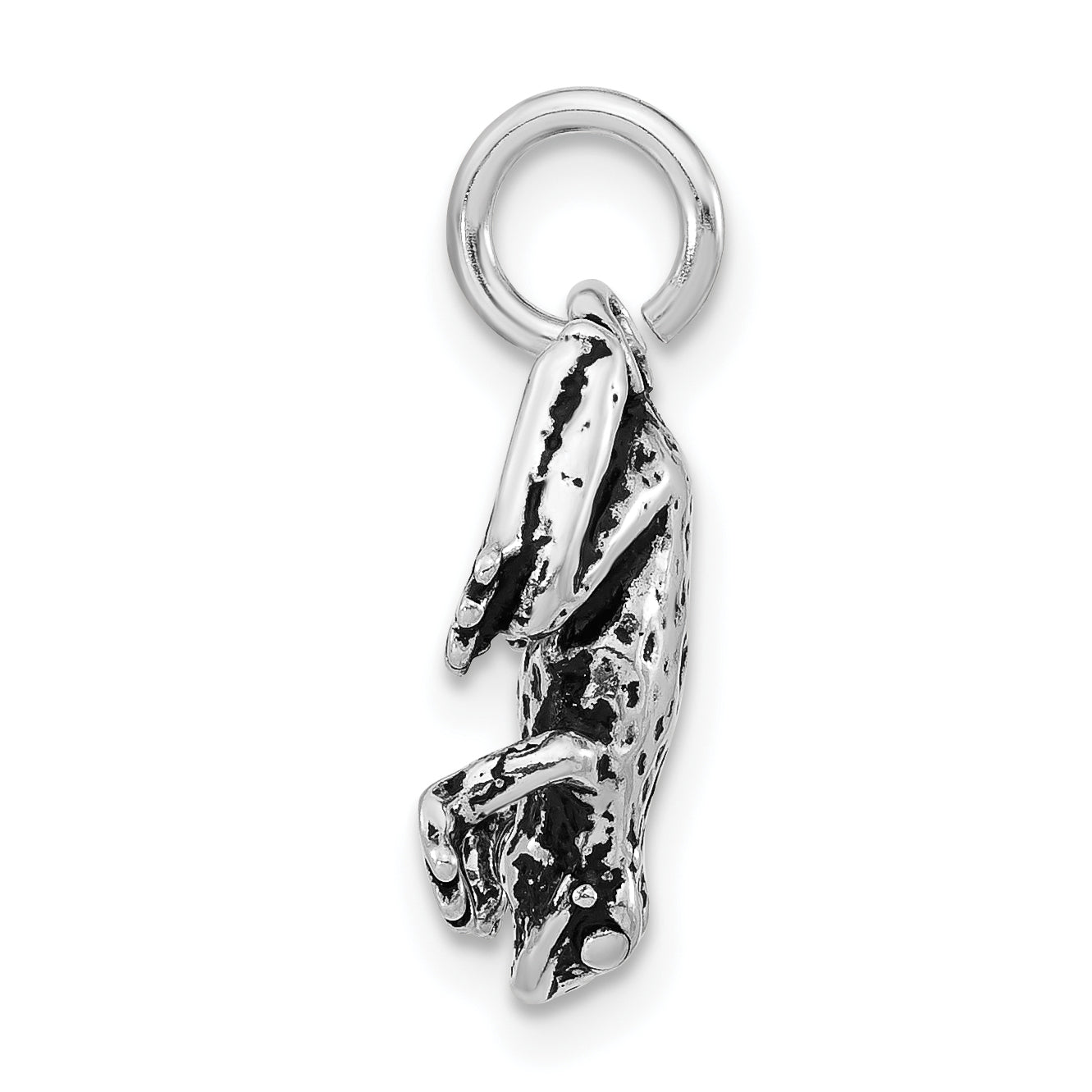 Sterlingsilber 3-d Poliert & Antikisiert Frosch Charm