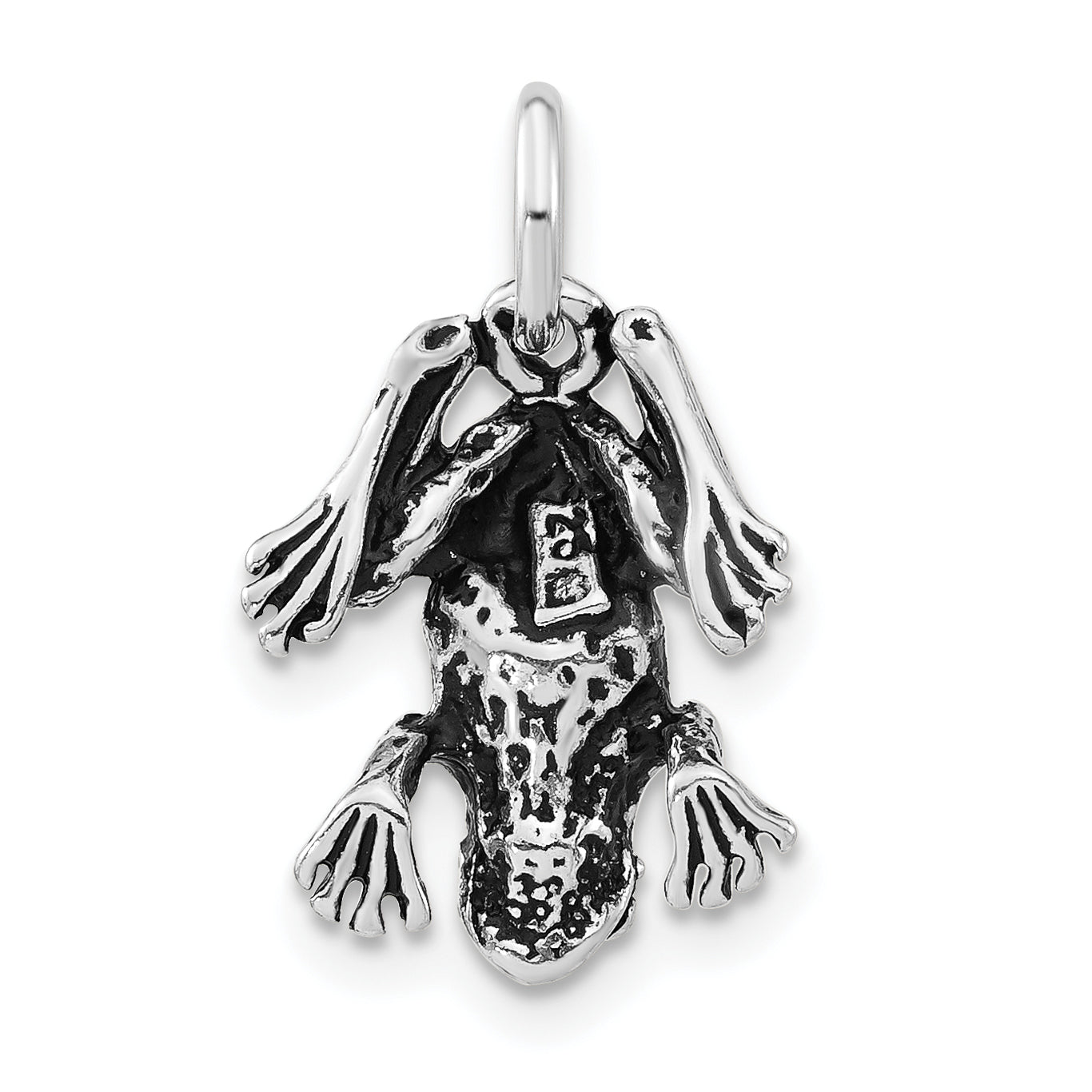 Sterlingsilber 3-d Poliert & Antikisiert Frosch Charm
