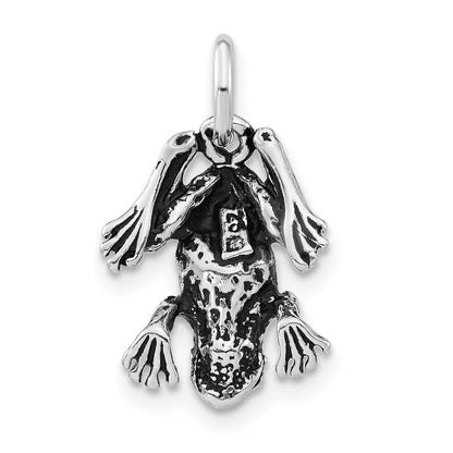Sterlingsilber 3-d Poliert & Antikisiert Frosch Charm
