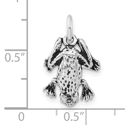 Sterlingsilber 3-d Poliert & Antikisiert Frosch Charm