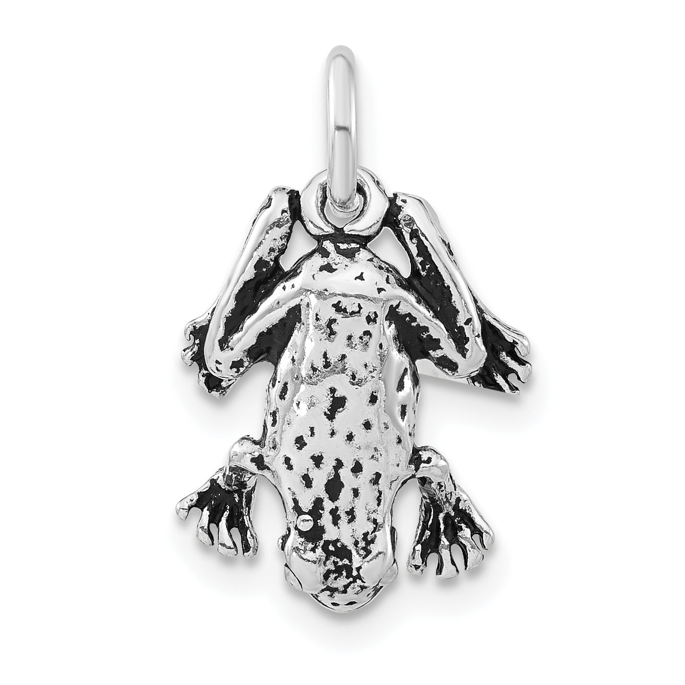 Sterlingsilber 3-d Poliert & Antikisiert Frosch Charm