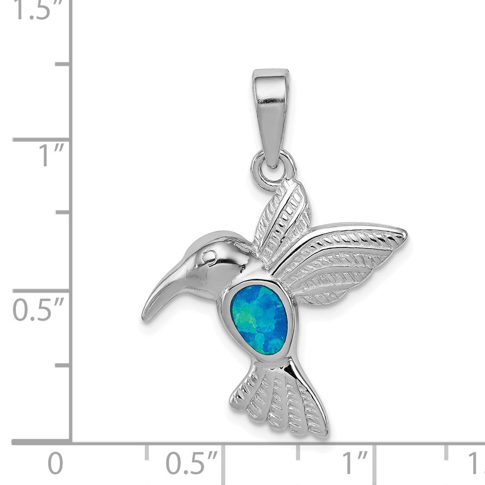 Sterlingsilber Rhodiniert Creat Opal Einlage Hummingbird Anhänger