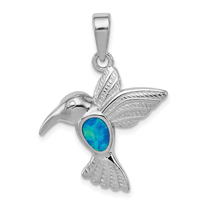 Sterlingsilber Rhodiniert Creat Opal Einlage Hummingbird Anhänger