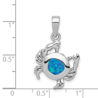 Sterlingsilber Rhodiniert Blau Einlage Erzeugt Opal Krabbe Anhänger