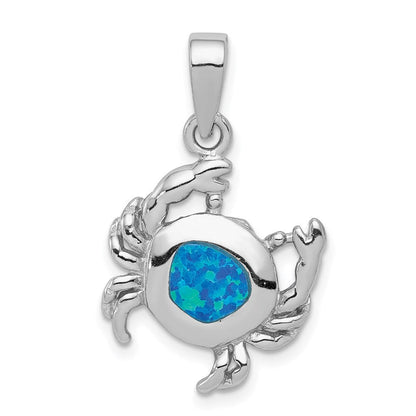 Sterlingsilber Rhodiniert Blau Einlage Erzeugt Opal Krabbe Anhänger