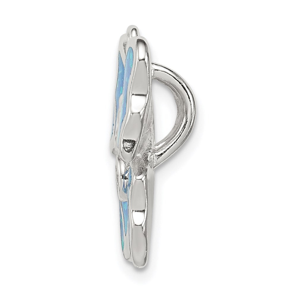 Sterlingsilber Rhodiniert Blau Einlage Creat Opal Schmetterling Anhänger