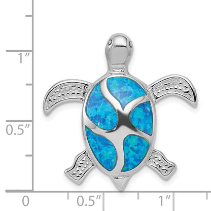Sterlingsilber Rhodiniert Blau Einlage Erzeugt Opal Schildkröte Anhänger