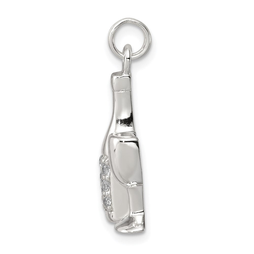 Sterlingsilber Zirkonia Wine/champagne Bottle/glass Charm Anhänger