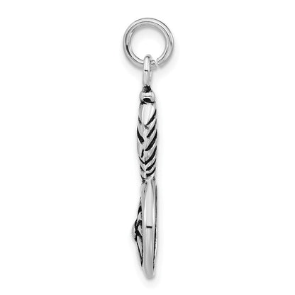 Sterlingsilber Poliert & Antikisiert Vintage Hand Mirror Charm
