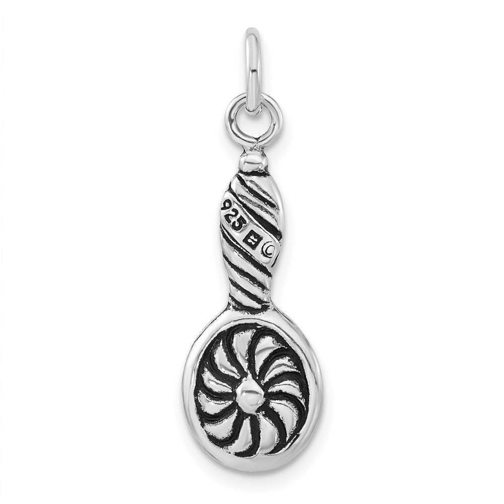 Sterlingsilber Poliert & Antikisiert Vintage Hand Mirror Charm