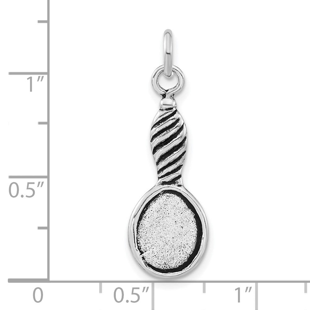 Sterlingsilber Poliert & Antikisiert Vintage Hand Mirror Charm