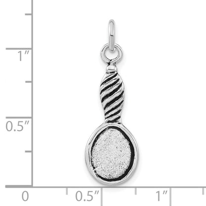 Sterlingsilber Poliert & Antikisiert Vintage Hand Mirror Charm