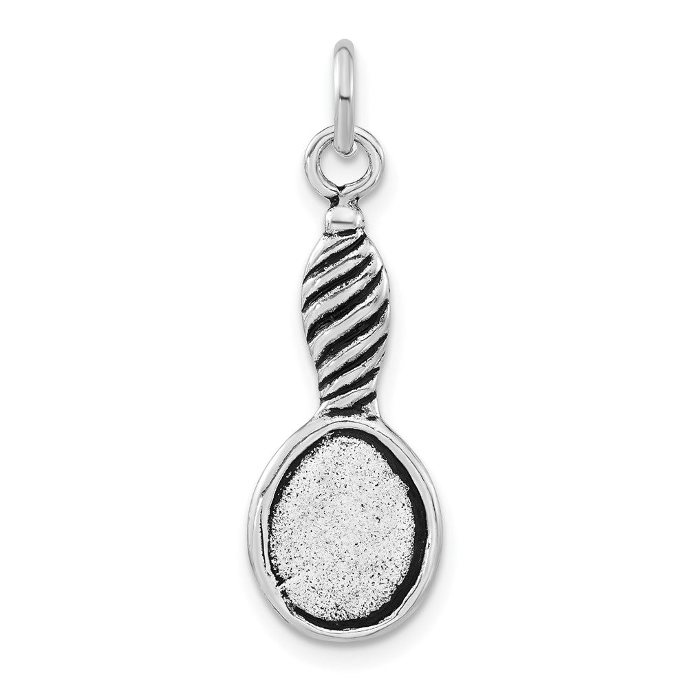 Sterlingsilber Poliert & Antikisiert Vintage Hand Mirror Charm