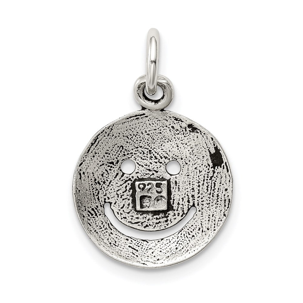 Sterlingsilber Antikisiert Smiley Face Charm