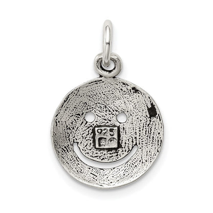 Sterlingsilber Antikisiert Smiley Face Charm