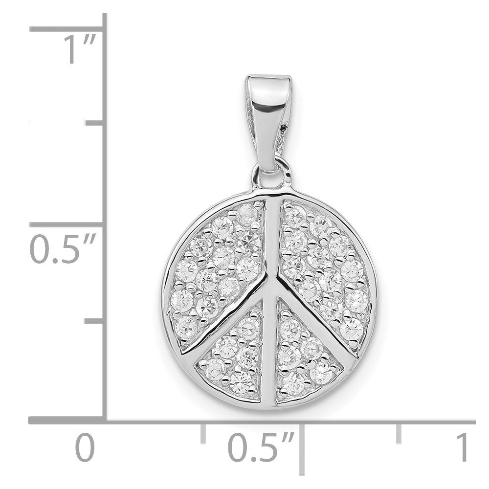 Sterlingsilber Rhodiniert Zirkonia Frieden Anhänger