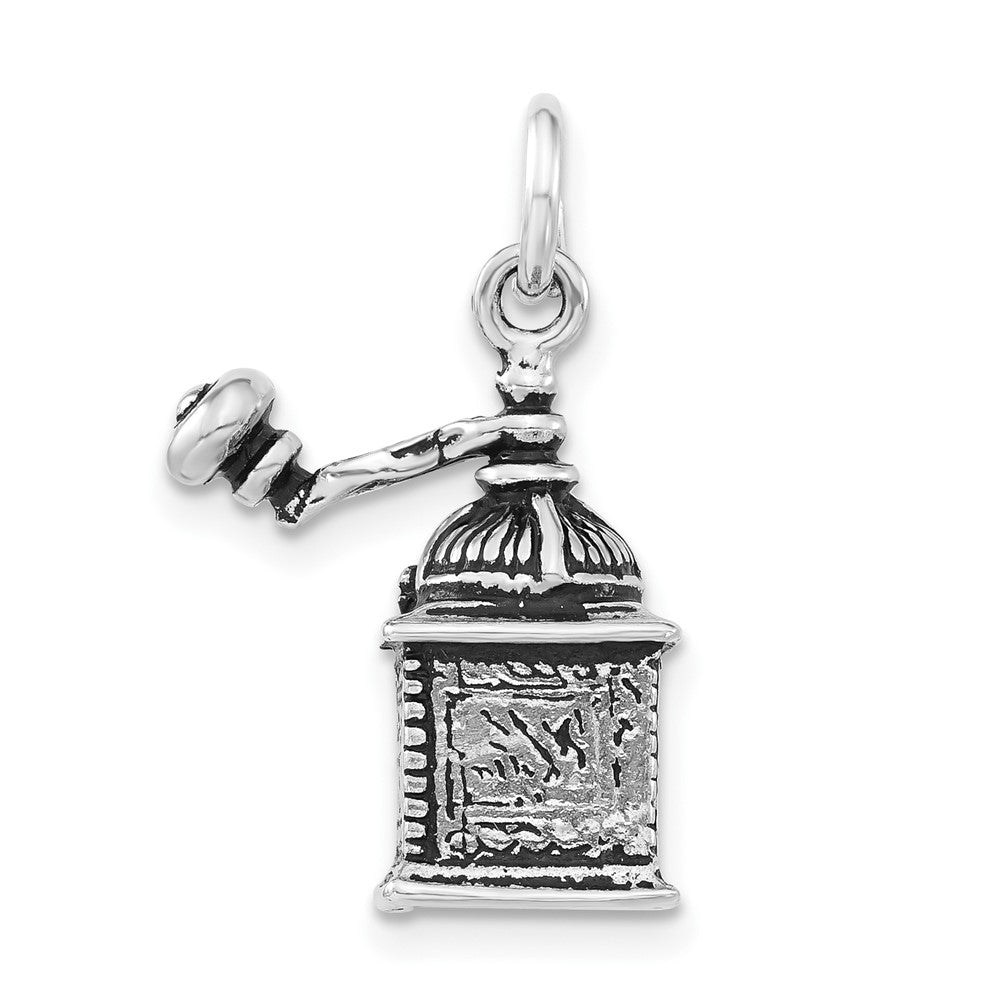Sterlingsilber 3-d Poliert & Antikisiert Coffee Grinder Charm