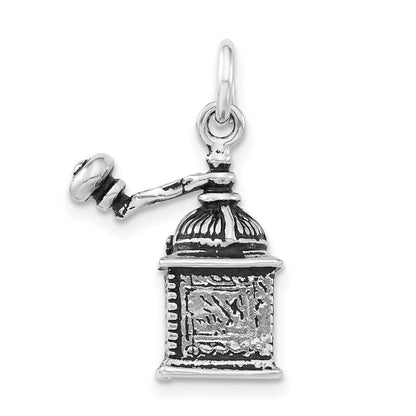 Sterlingsilber 3-d Poliert & Antikisiert Coffee Grinder Charm